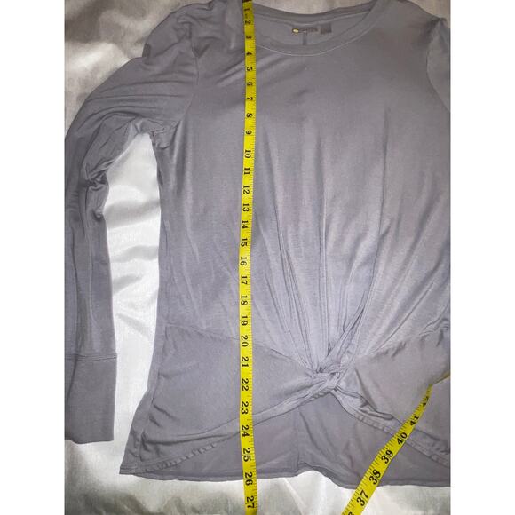 Zella Top in Lovely Purpleish Grey - Size M - Twist Detail at Hem - Model Fabric - Picture 7 of 10